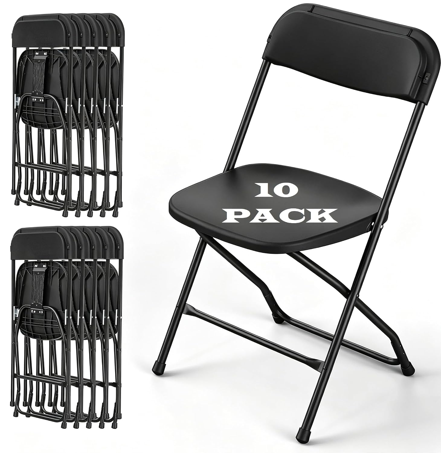 Outdoor Furniture Metal Chairs - Kursi Lipat Hitam Rangka Logam Kuat
